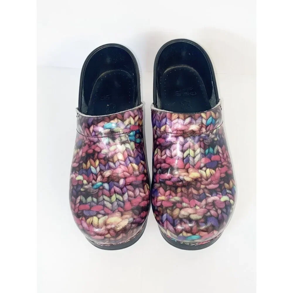Dansko Clogs Rainbow Yarn Patent Leather Slip On Comfort Professional Shoe 38/8 - Picture 5 of 13